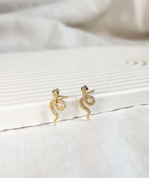 Golden Snake Stud Earrings
