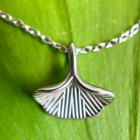 Silver Ginkgo Leaf Necklace