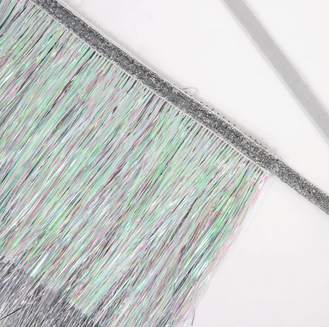 Silver Iridescent Tinsel Fringe Garland