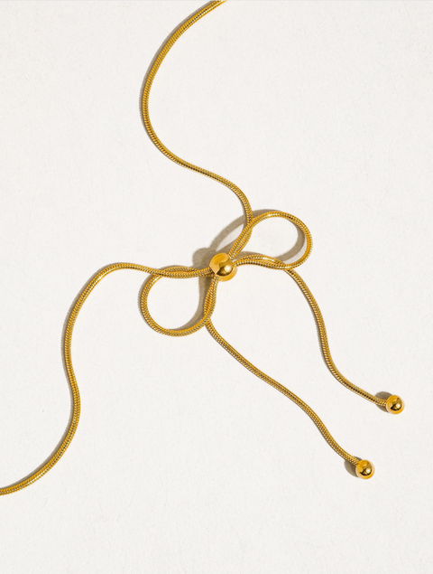 Wildrose 18K Non-Tarnish Bow Chain Necklace