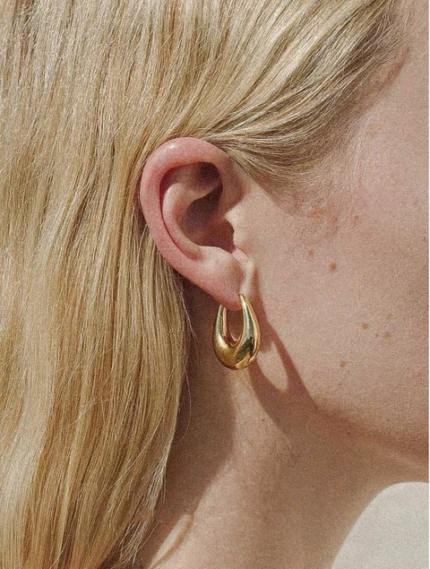 Quinn Classic Gold Droplet Hoop Earring