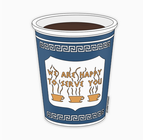 New York Coffee Cup, We Are Happy To Serve You, Sticker