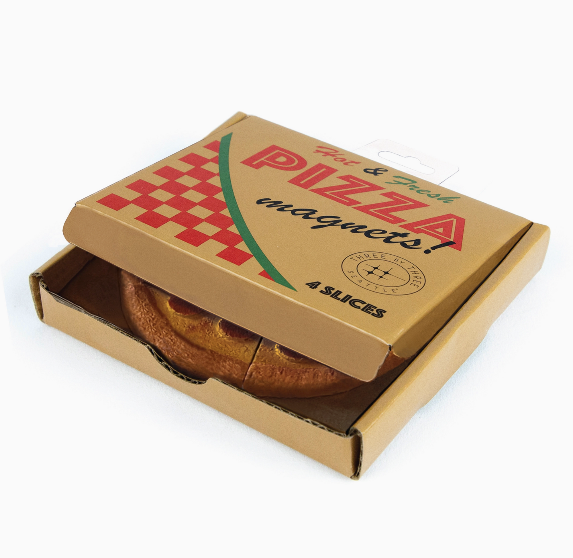 Colorful Pizza Magnets Iconic Packaging Set of 4