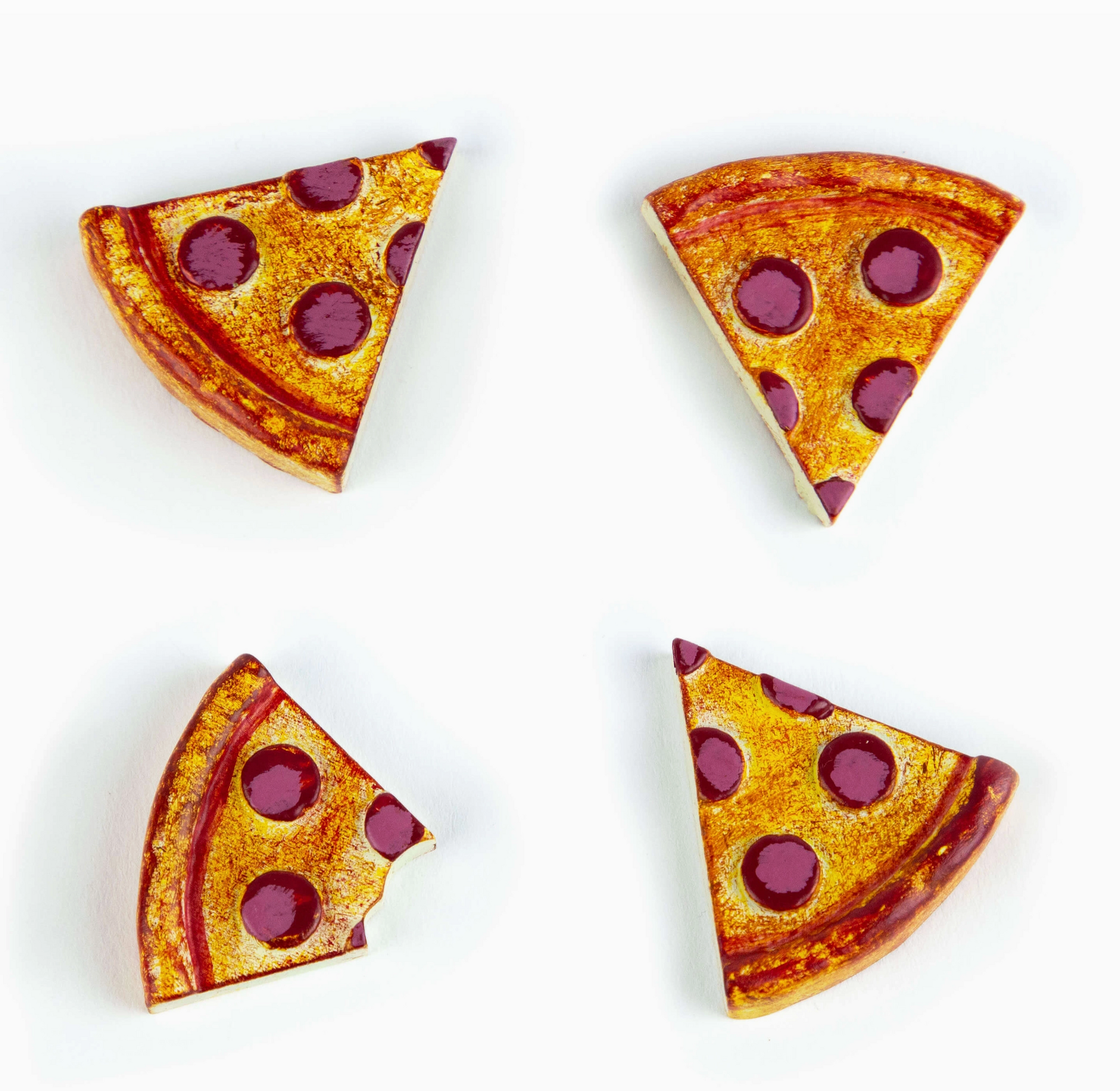 Colorful Pizza Magnets Iconic Packaging Set of 4