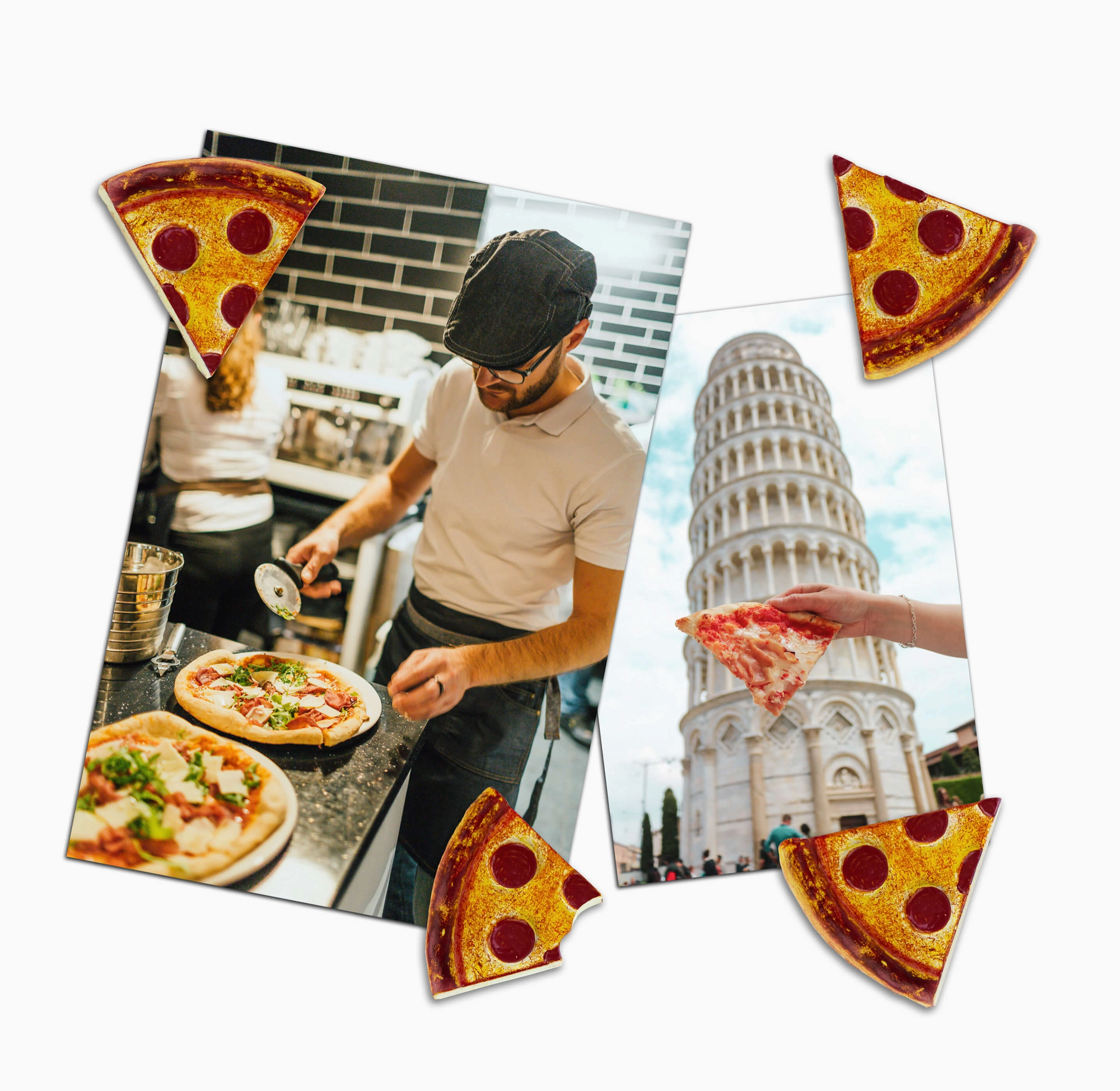 Colorful Pizza Magnets Iconic Packaging Set of 4