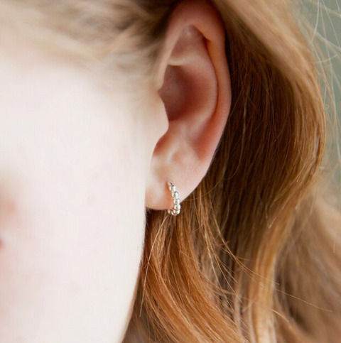 Sterling Silver Dotted Huggie Earring