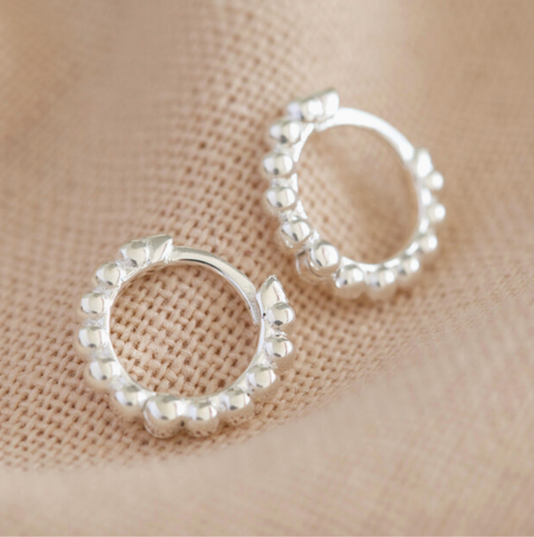 Sterling Silver Dotted Huggie Earring