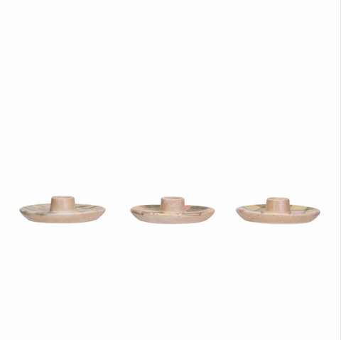 Hand-Painted Terra-cotta Taper Holder
