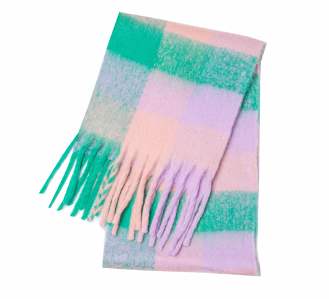 Fuzzy Check Blanket Scarf