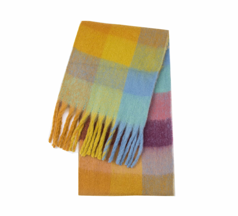 Fuzzy Check Blanket Scarf