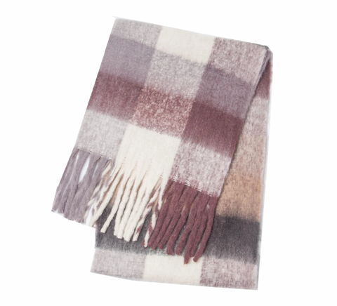 Fuzzy Check Blanket Scarf