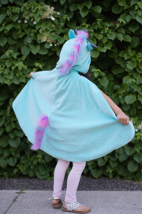 Unicorn Dragon Reversible Cape, Blue,5-6