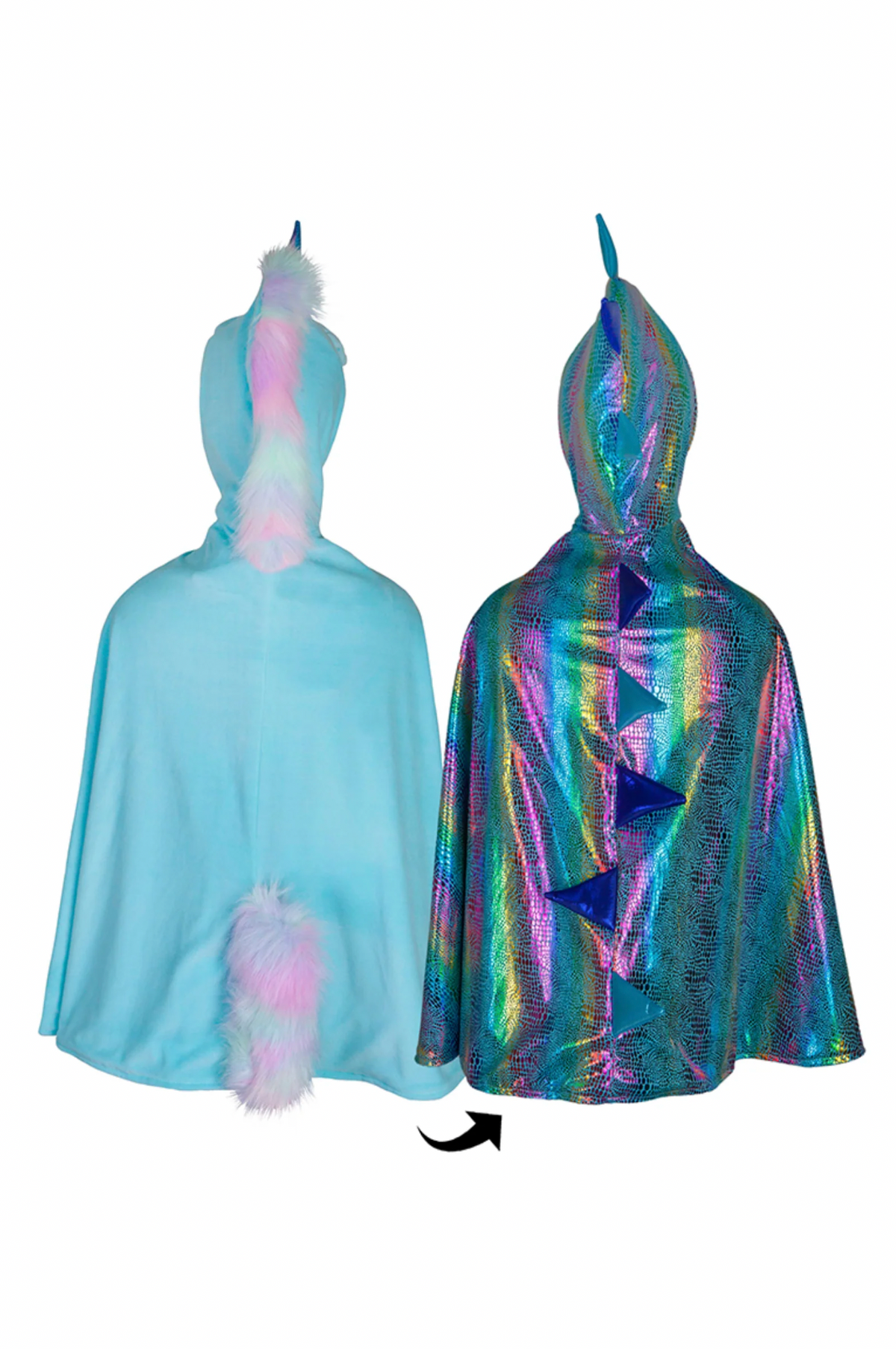 Unicorn Dragon Reversible Cape, Blue,5-6