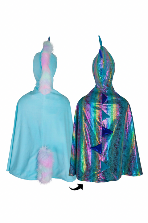 Unicorn Dragon Reversible Cape, Blue,5-6