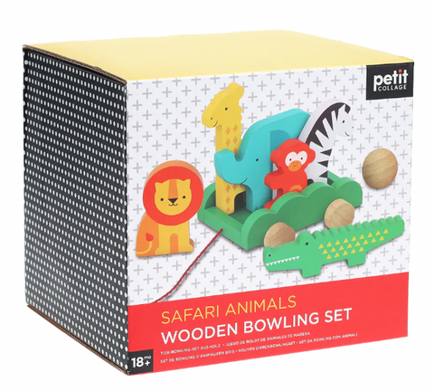 Safari Animals Wooden Bowling
