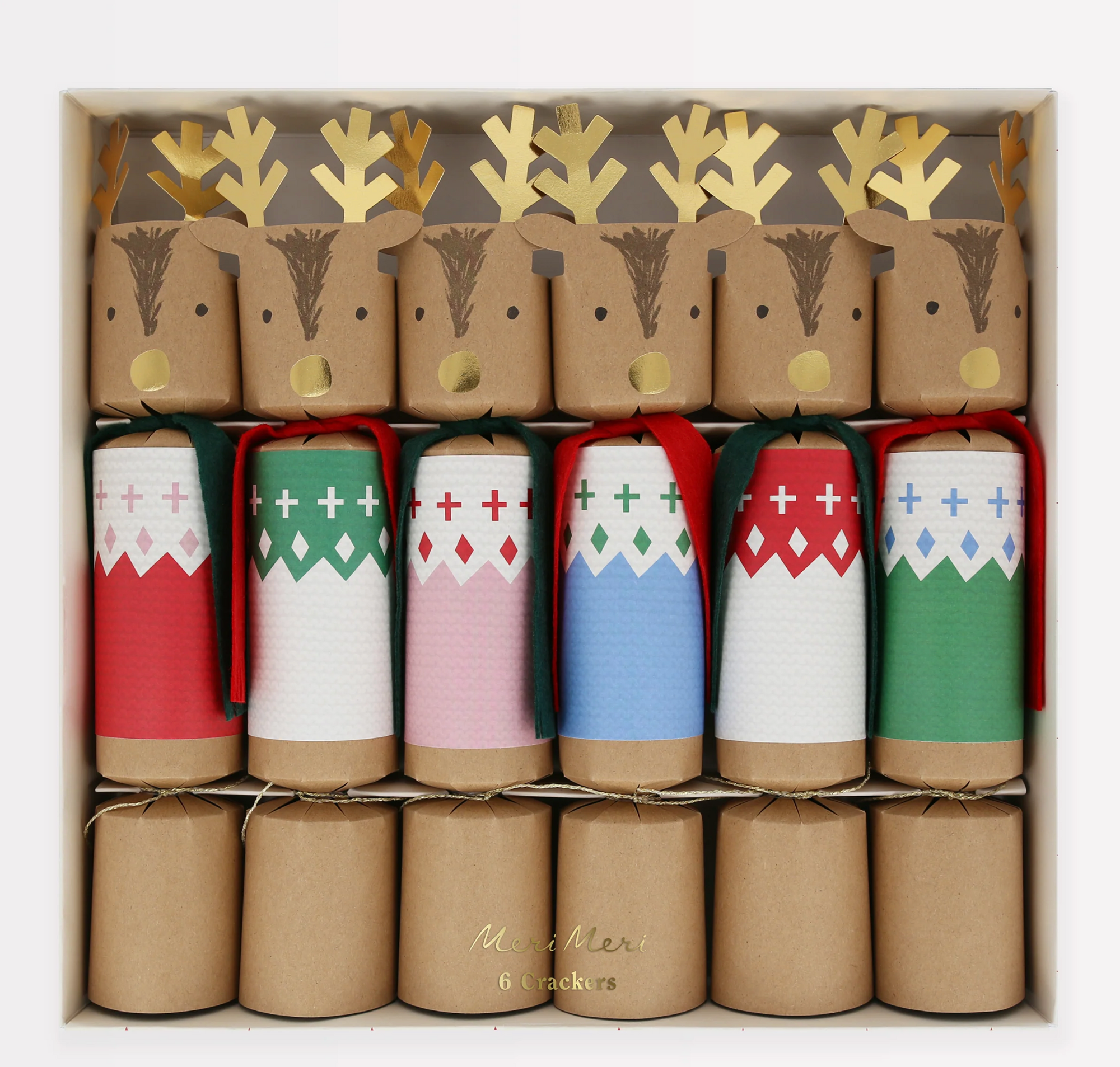 Woodland Jumper Reindeer Crackers (Set of 6)