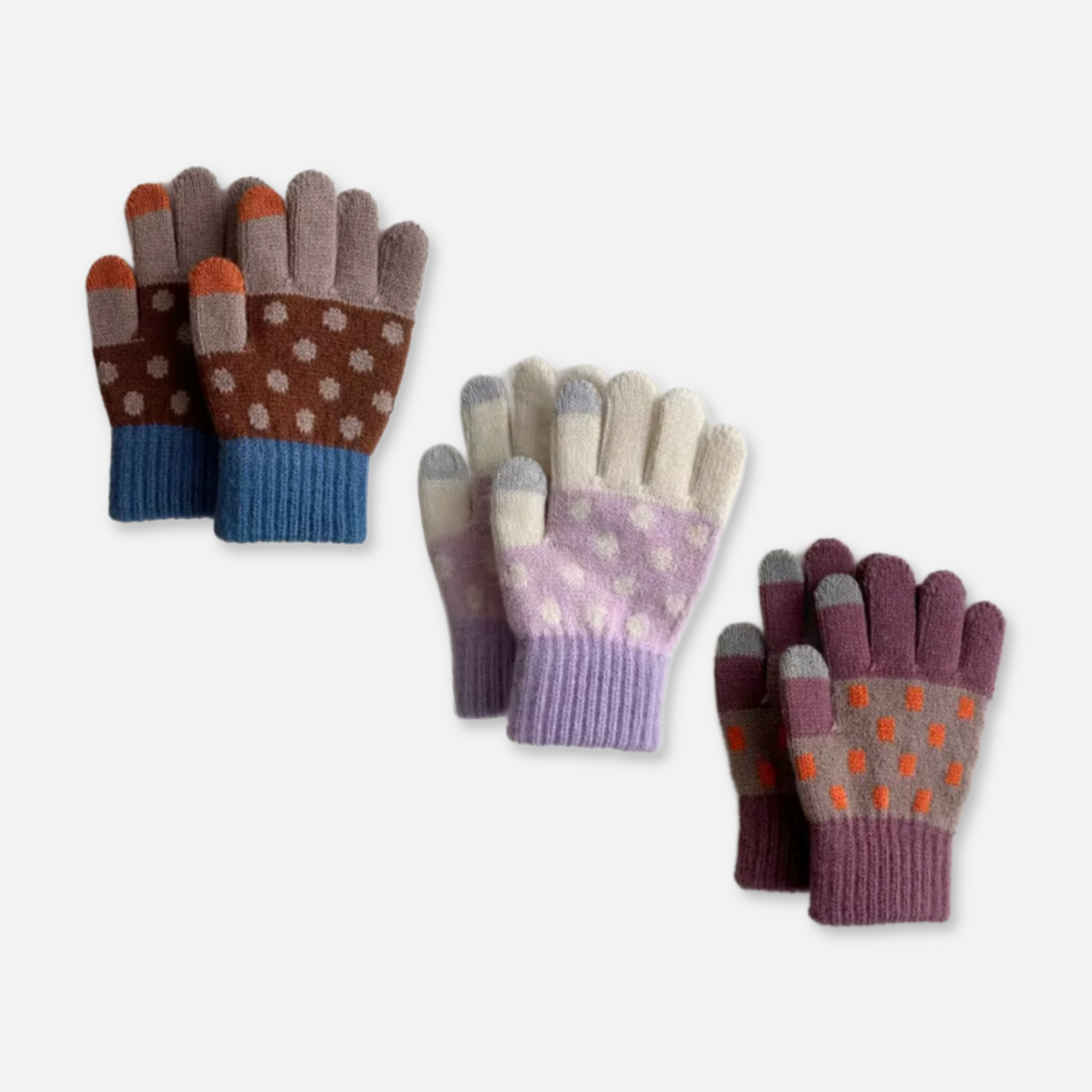 Kids Polka Dot Colorblock Gloves