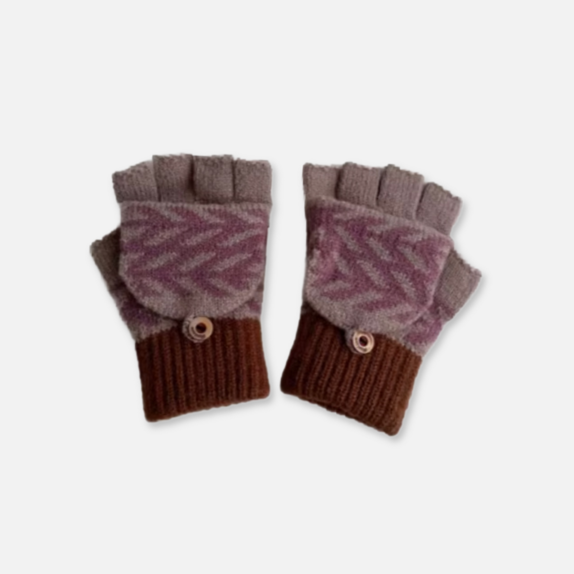 Kids Patterend Colorblock Convertible Gloves
