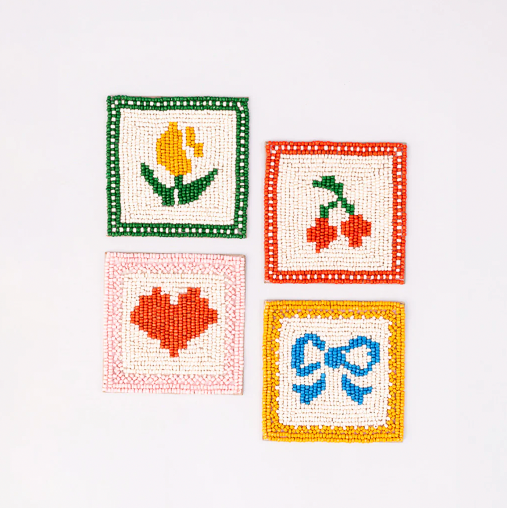 Quilt Beaded Coaster Set of 4