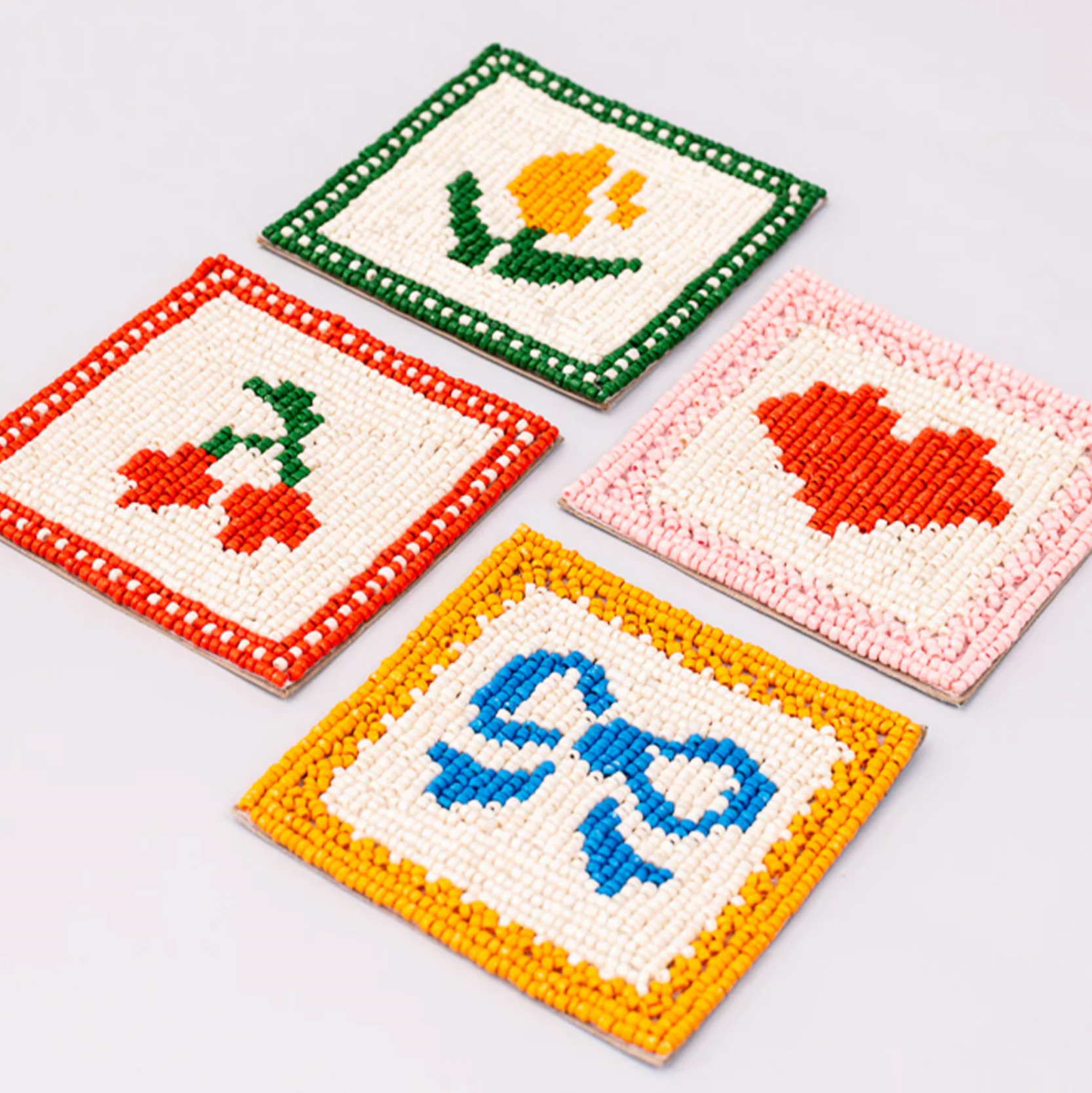 Quilt Beaded Coaster Set of 4