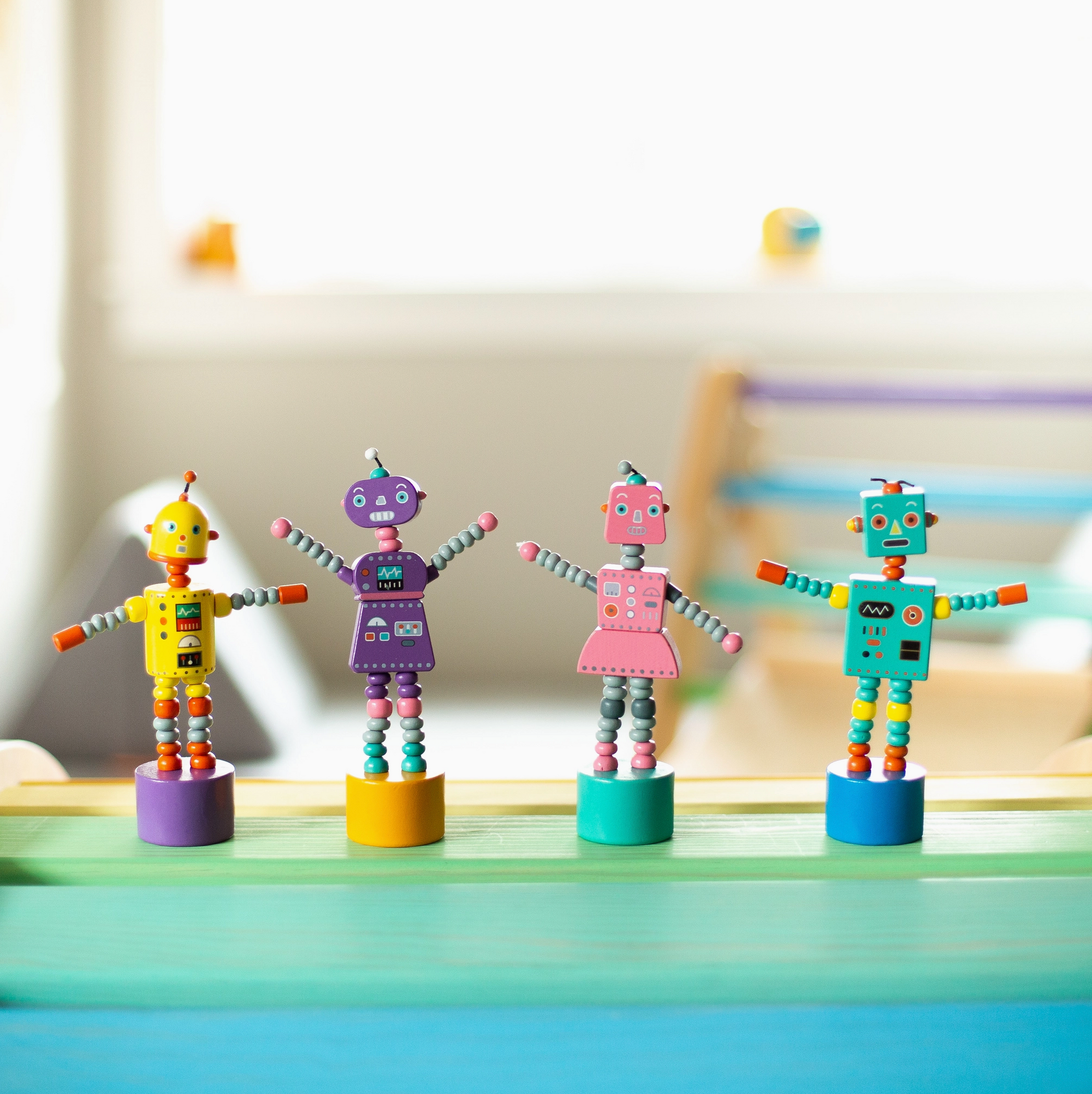 Retro Robot Push Puppets