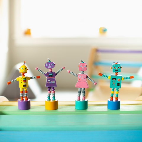 Retro Robot Push Puppets