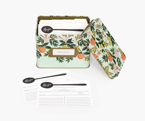 Citrus Floral Tin Recipe Box