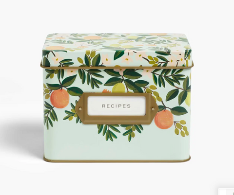 Citrus Floral Tin Recipe Box