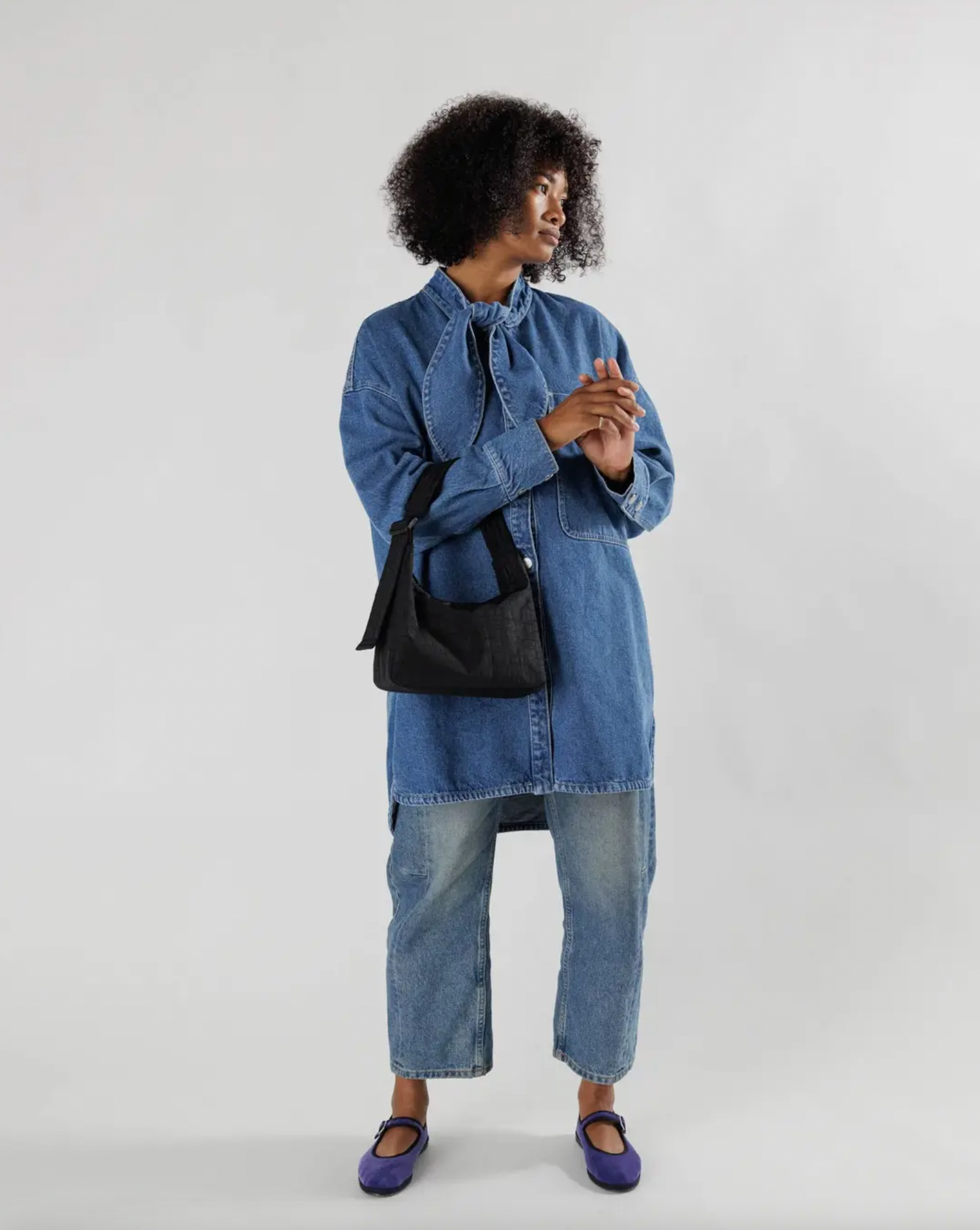 Mini Nylon Shoulder Bag - Black