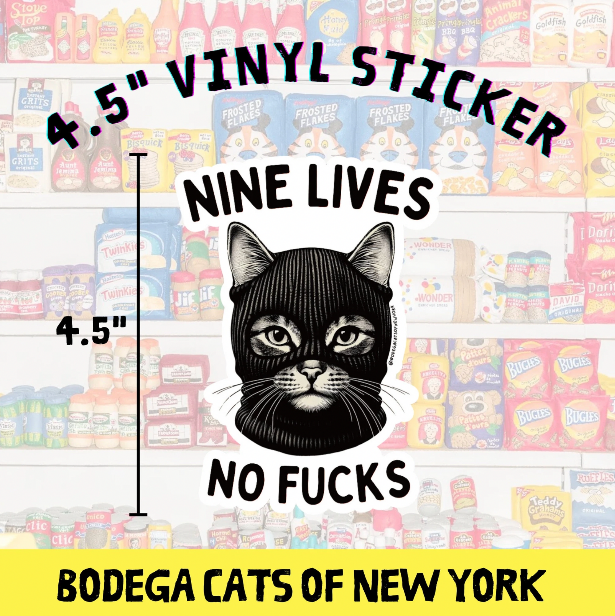 Bodega Cats of New York 4.5" Sticker (Nine Lives)