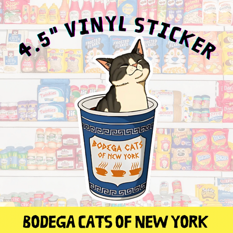 Bodega Cats of New York 4.5" Sticker (Cat Coffee Cup)
