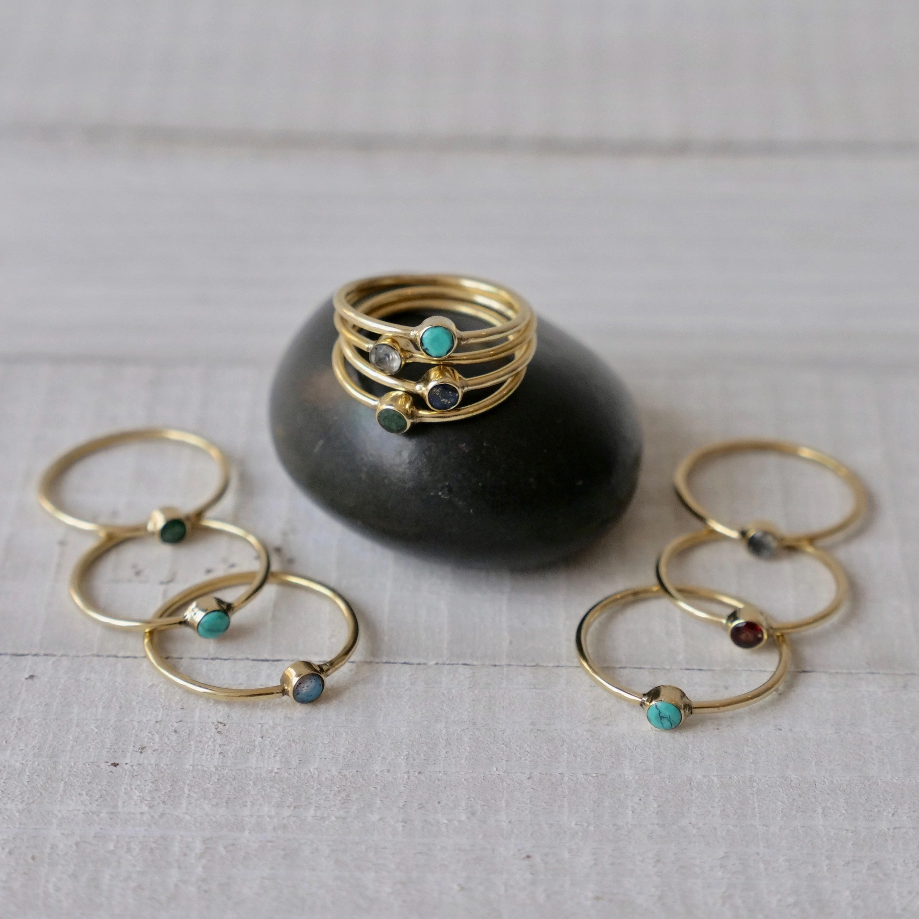 Brass Stone Stack Ring