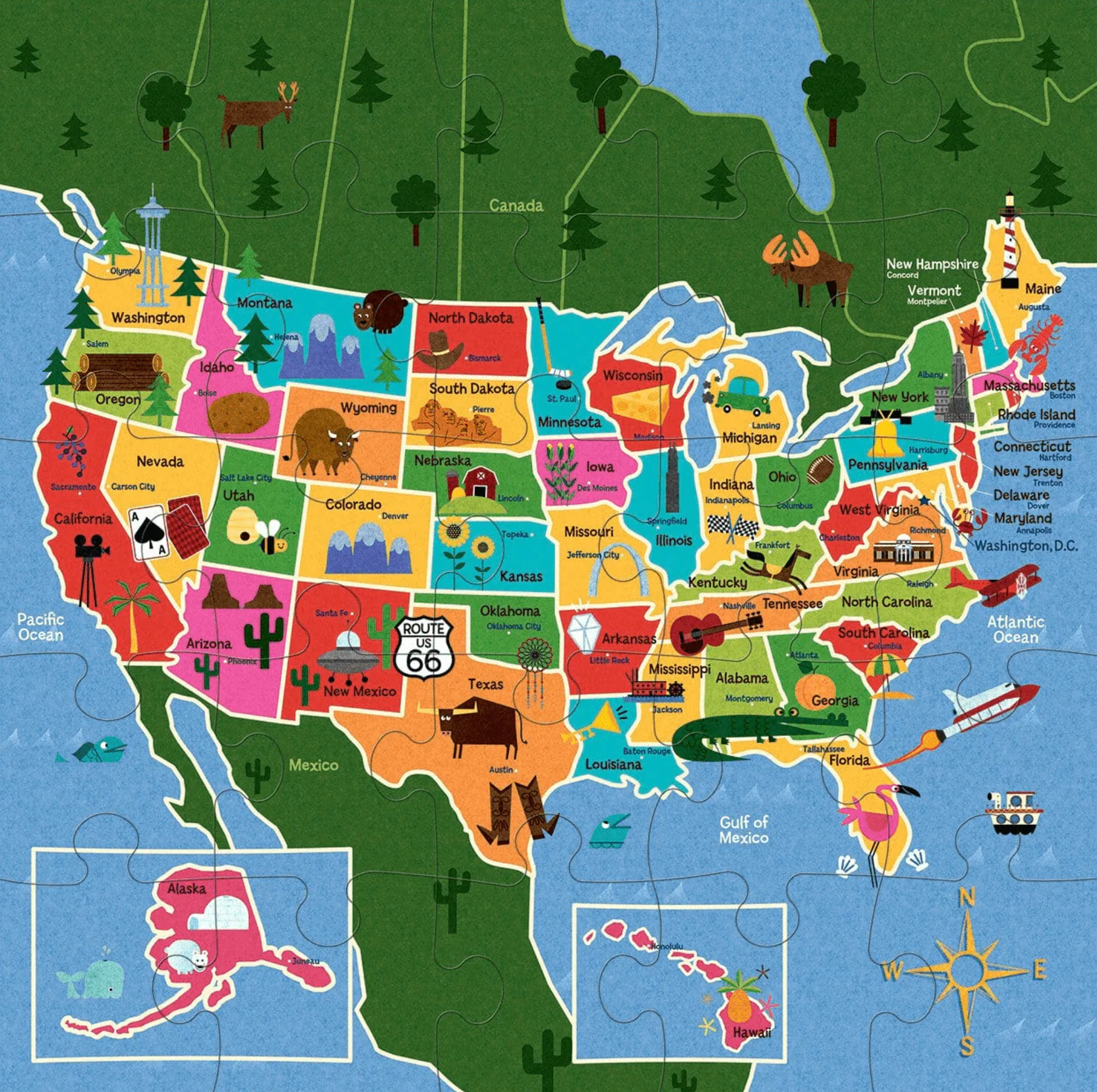 Map of the U.S.A. Jumbo Puzzle