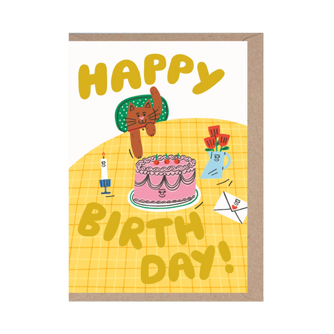 Happy Birthday Cake Cat Lover Card