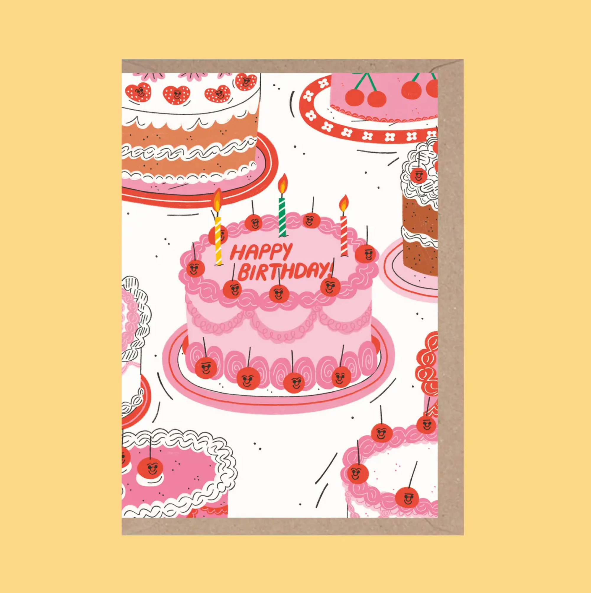 Happy Birthday Cherry Cake Card