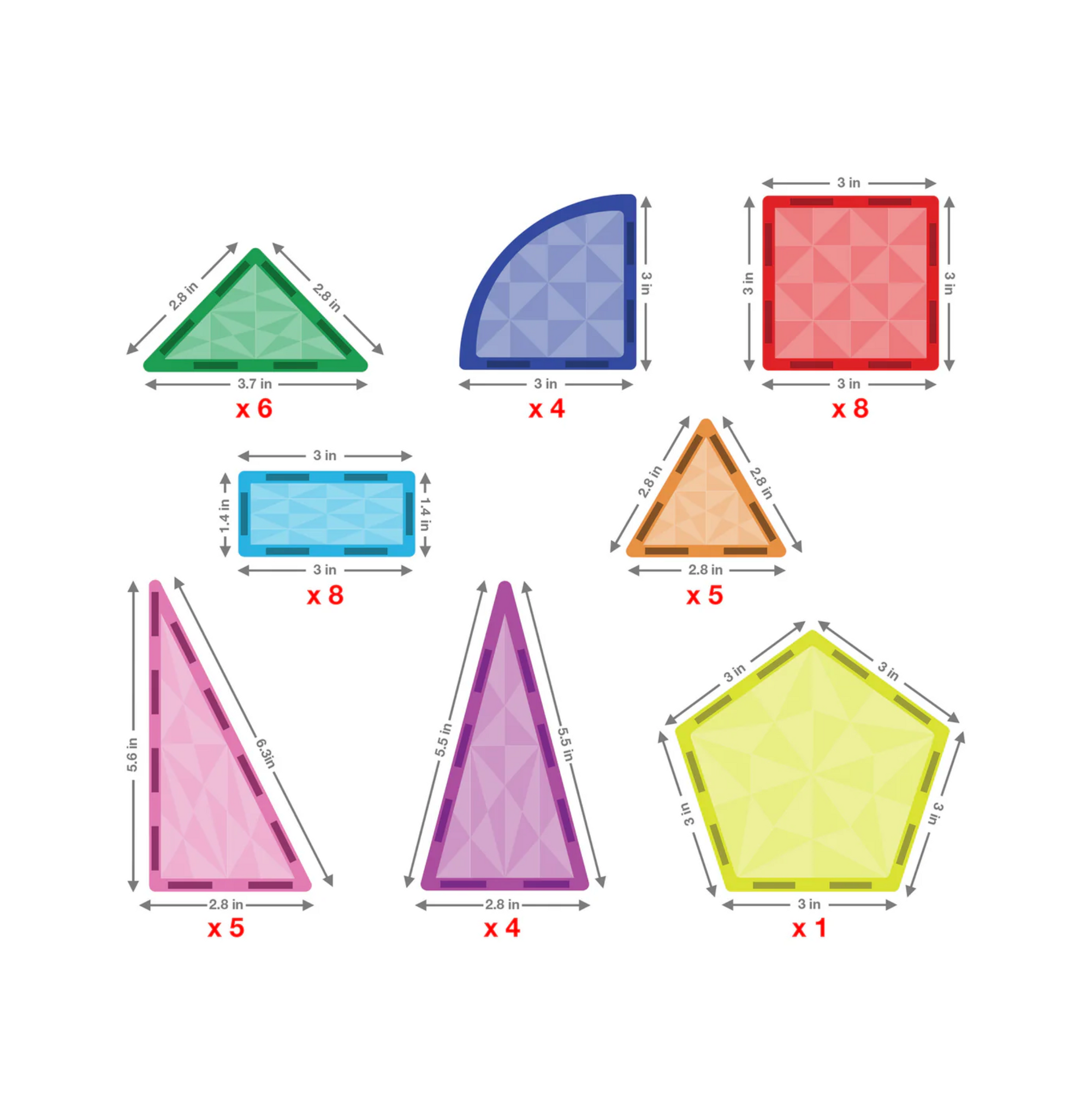 PicassoTiles 41 Piece Prism Magnetic Building Block Set