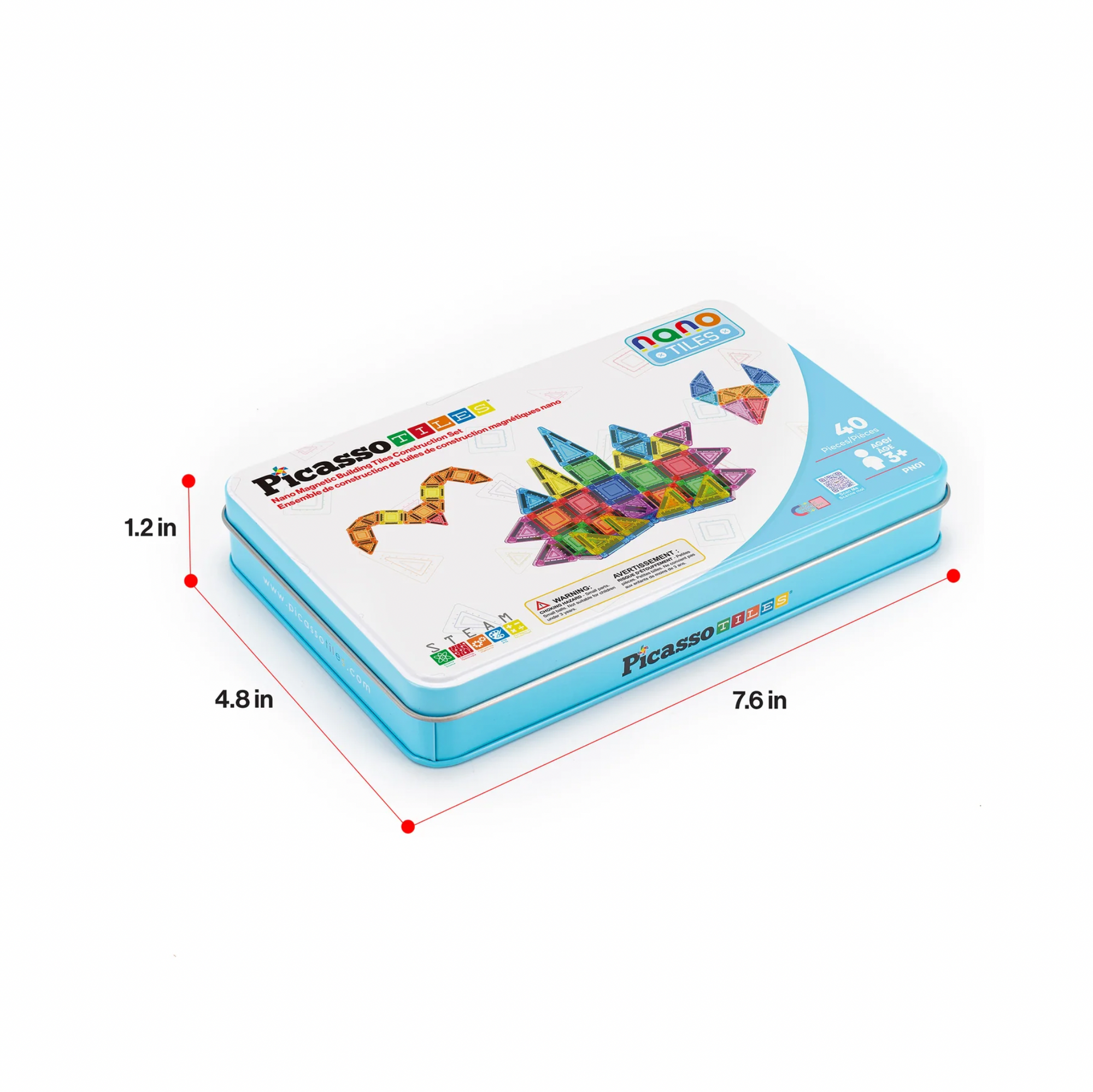 PicassoTile 40pc Nano Magnetic Building Tiles Construction Travel Set