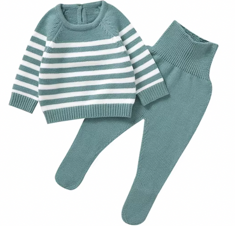 Baby Knitted Sweater + Footed leggings Set