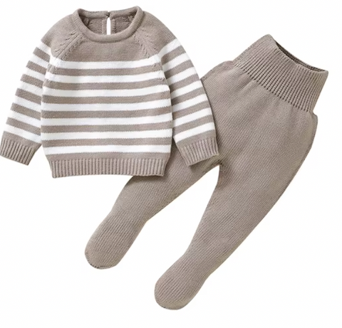 Baby Knitted Sweater + Footed leggings Set