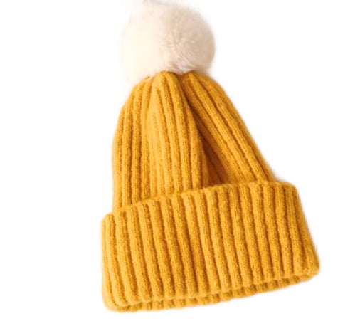 Colorblock Pom Pom Beanies