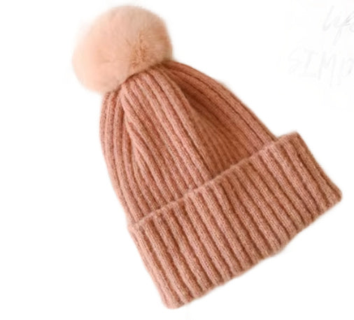 Colorblock Pom Pom Beanies