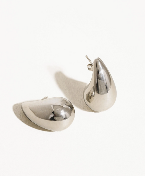 Colette 18K Gold Non-Tarnish Large Huggie Droplet Earring Silver