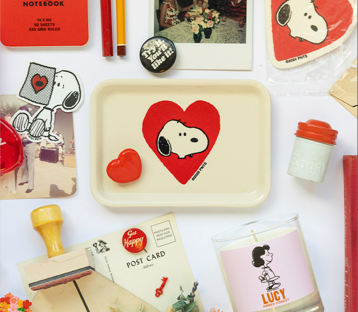 Peanuts - Snoopy Heart Vintage-Style Tray