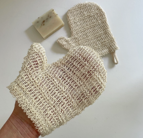 Natural Ramie Sustainable Eco Exfoliating Bath Glove w/ Loop