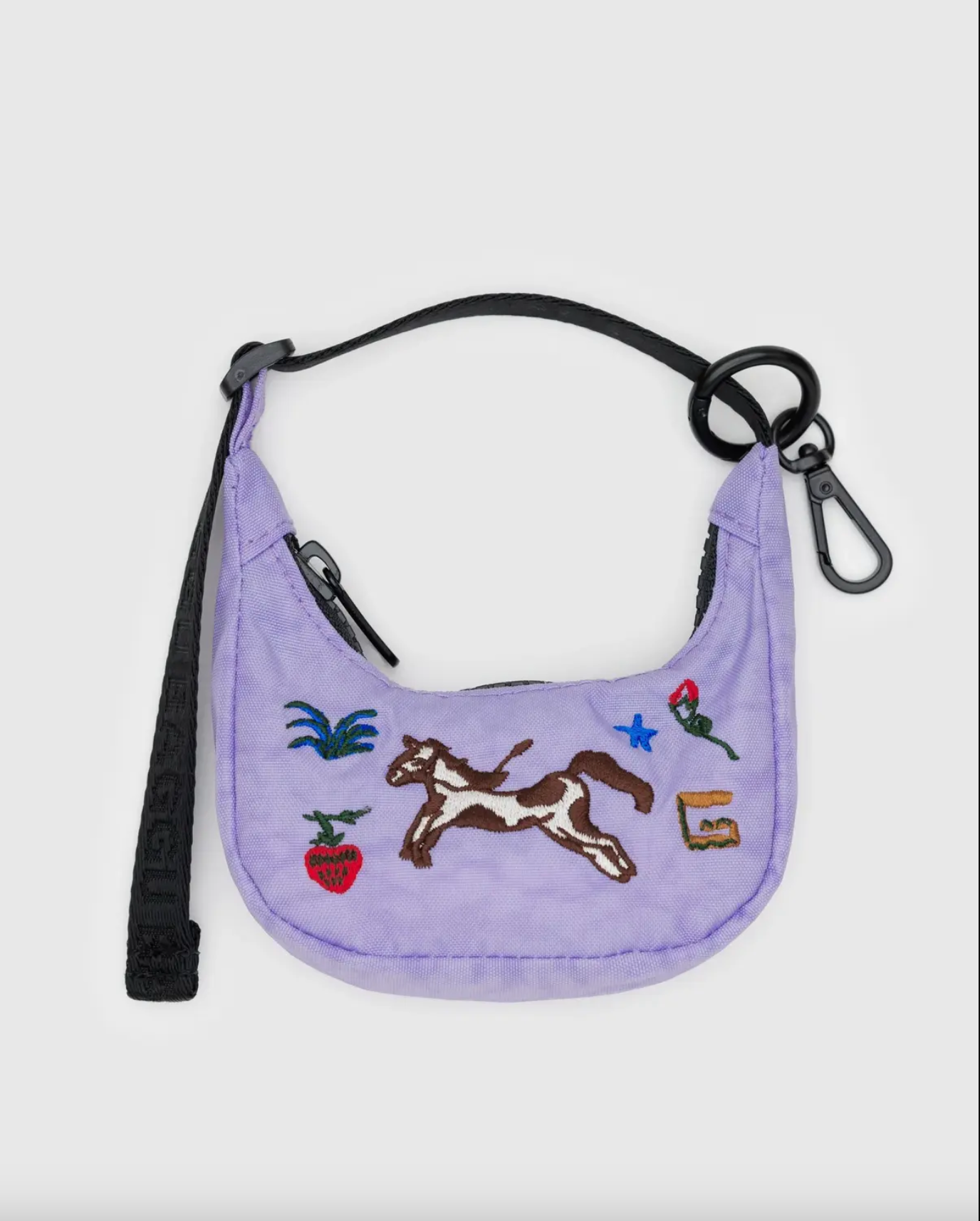 Crescent Bag Charm - Embroidered Pony