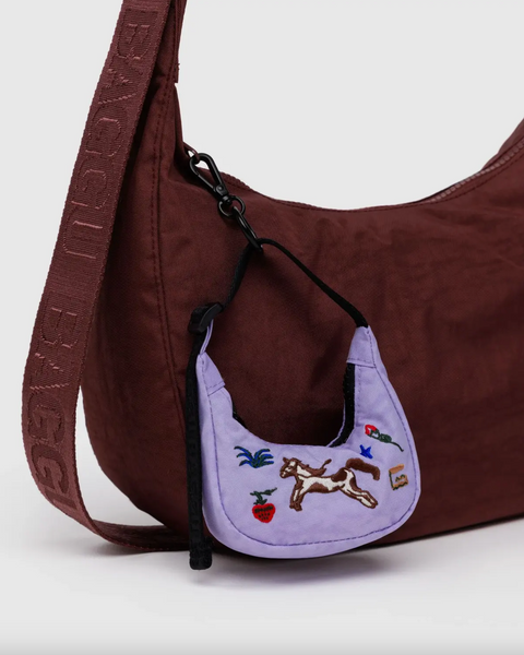 Crescent Bag Charm - Embroidered Pony
