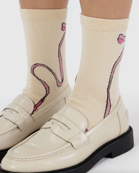 Crew Sock - Pink Bow