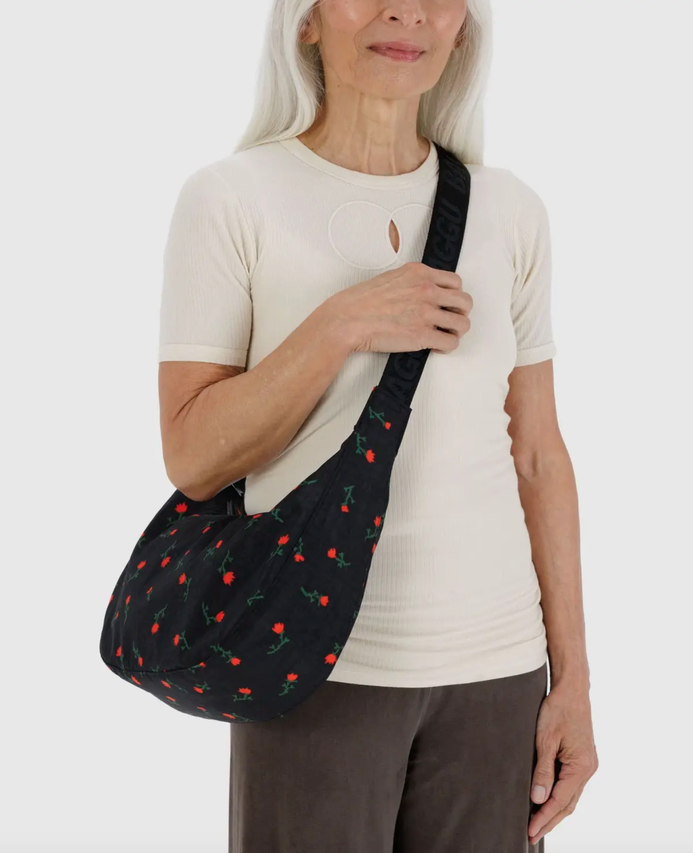 Medium Nylon Crescent Bag - Painted Wildflower