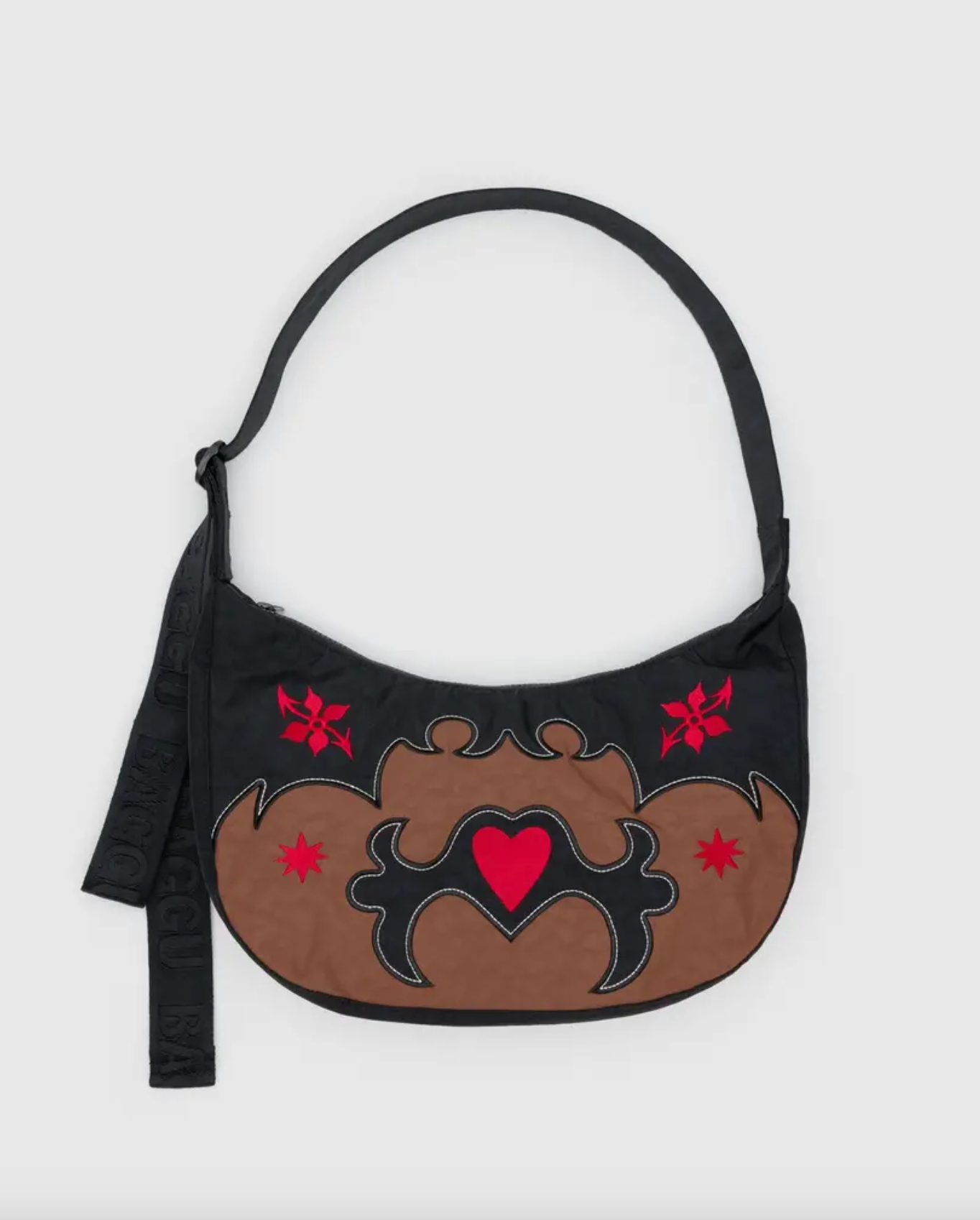 Medium Nylon Crescent Bag - Western Appliqué