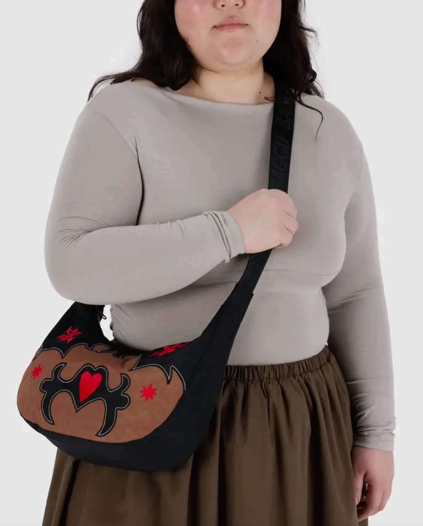 Medium Nylon Crescent Bag - Western Appliqué